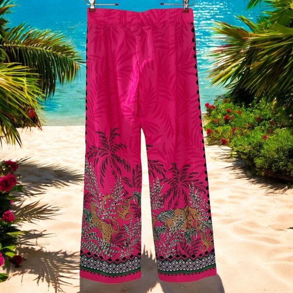 Lily Pulitzer Bal Harbour Palazzo Pant Pink Multicolor Wild Side Engineered Sz S - Picture 4 of 9